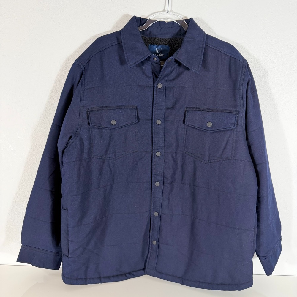 George NWT Navy Quilted Shacket Sherpa Lined Navy Blue Work Jacket Size XL